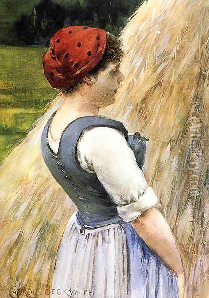 Peasant Against Hay Oil Painting - James Carroll Beckwith