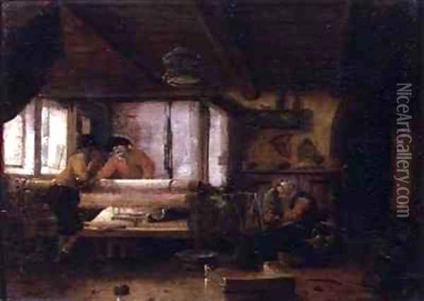 The Weavers Oil Painting - Cornelius Decker