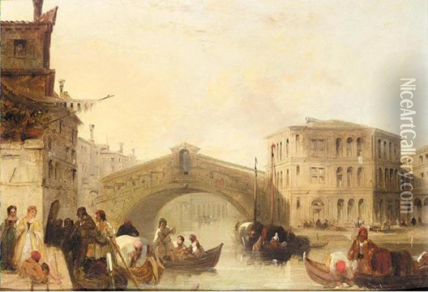 The Rialto Bridge Oil Painting - Edward Pritchett
