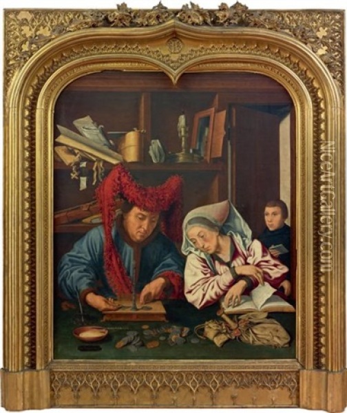 Les Changeurs Oil Painting - Quentin Massys the Elder