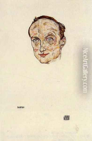 Head of Dr. Fritsch Oil Painting - Egon Schiele