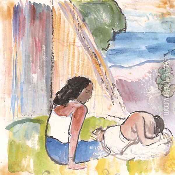 Deux Tahitiennes Oil Painting - Paul Gauguin