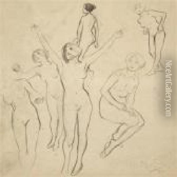 Nude Girls Oil Painting - Alphonse Maria Mucha