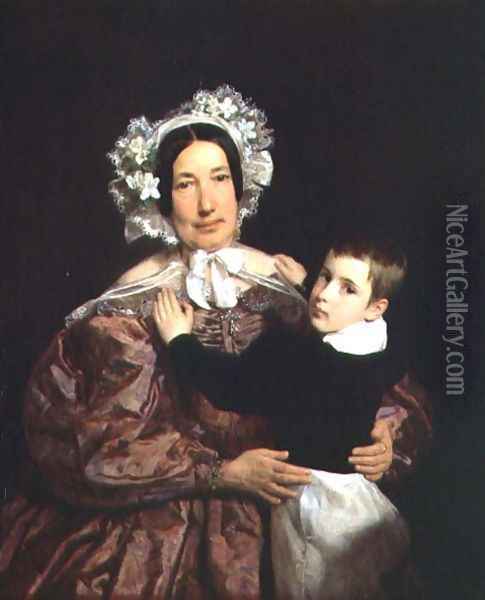 Frau Lindner with her son, 1836 Oil Painting - Ferdinand Georg Waldmuller