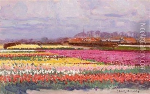 Tulip Fields Oil Painting - Frans David Oerder