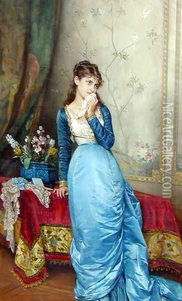 The Love Letter I Oil Painting - Auguste Toulmouche