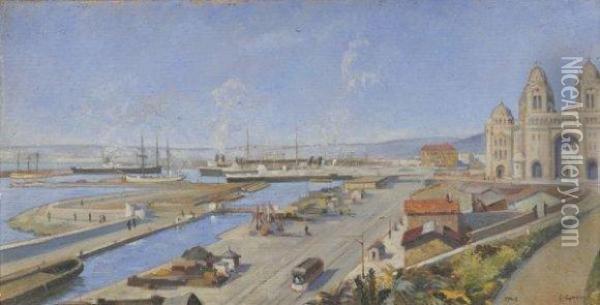Le Port De Marseille Oil Painting - L. Lenoir