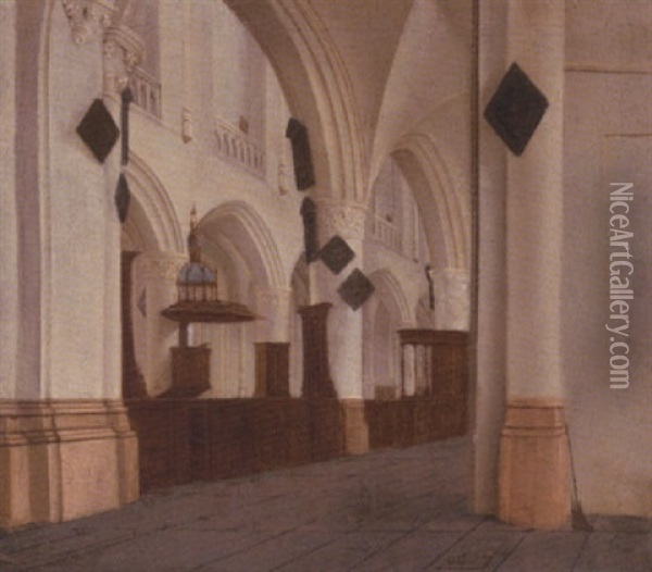 The Interior Of Saint Bavo's Haarlem Oil Painting - Isaac van Nickele