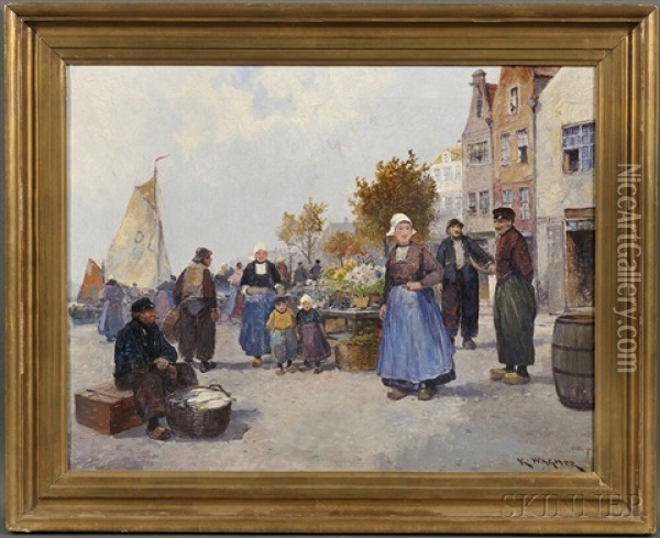 Dutch Flower Market Oil Painting - Karl Wagner