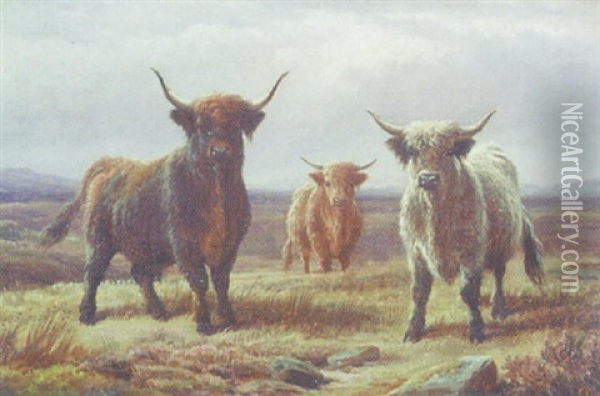 Highland Cattle Oil Painting - Charles Jones