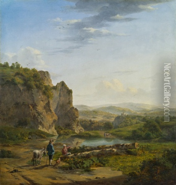 Sudliche Landschaft Mit Wanderern Oil Painting - Jan Wijnants
