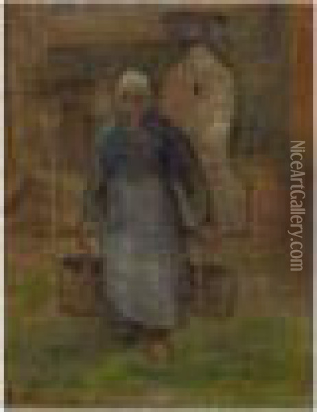 La Femme Au Puits Oil Painting - Camille Pissarro