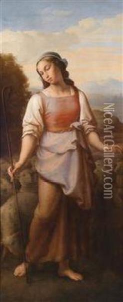 Thebeautiful Shepherdess Oil Painting - Leopold Kupelwieser