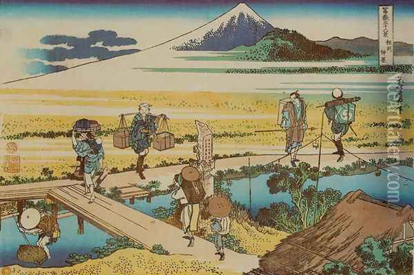 Nakahara in Sagami Province (Soshu Nakahara) Oil Painting - Katsushika Hokusai