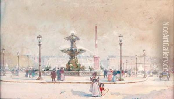 Place De La Concorde Oil Painting - Eugene Galien-Laloue