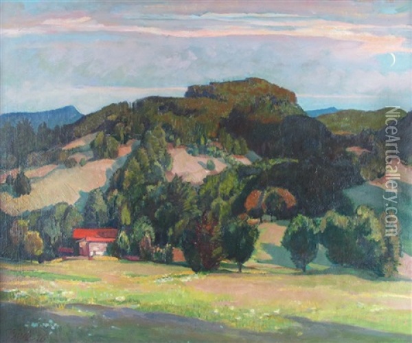 Stilles Tal. Landschaft Im Abendrot Oil Painting - Paul Buerck