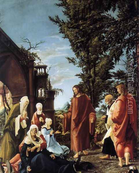 Christ Taking Leave of His Mother 1520 Oil Painting - Albrecht Altdorfer