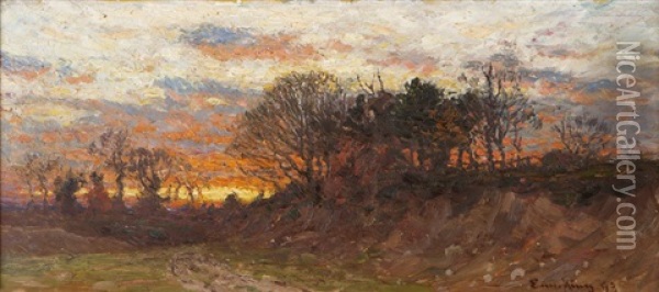 Sunset On A Country Road Oil Painting - John Joseph Enneking