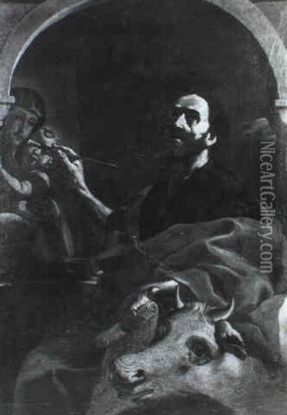 Der Heilige Lukas Malt Die Madonna Oil Painting - Mattia Preti