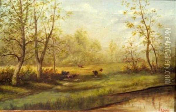 Grazing Cattle Oil Painting - Delbert Dana Coombs