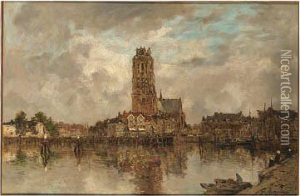 Het Groothoofd, Dordrecht Oil Painting - Johann Hendrik Van Mastenbroek
