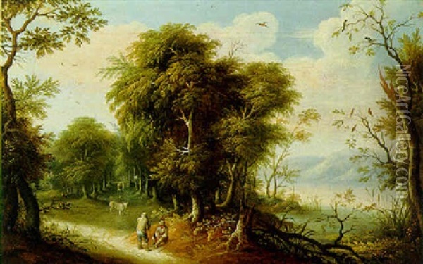 Waldlandschaft Mit Rastenden Oil Painting - Jasper van der Laanen
