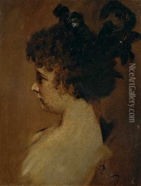 Portrait Einer Jungen Frau Oil Painting - Ferdinand Leeke