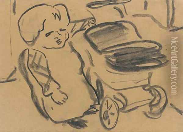 Kind mit Kinderwagen Oil Painting - Ernst Ludwig Kirchner