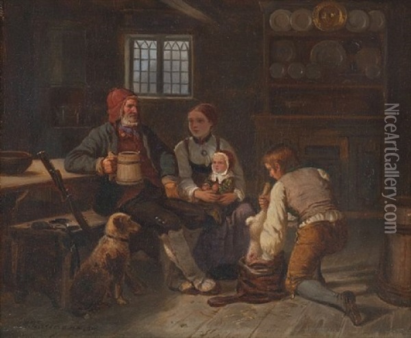 Gammel Jaeger Oil Painting - Adolph Tidemand