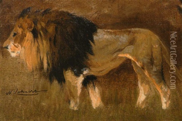 Lowe Oil Painting - Wilhelm Friedrich Kuhnert