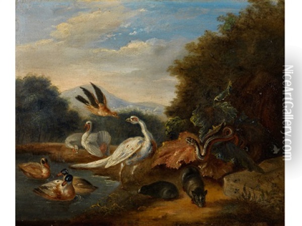 Exotische Fauna In Hugeliger Landschaft Oil Painting - Jan van Kessel the Elder