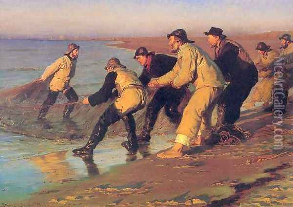 Pescadores en la playa Oil Painting - Peder Severin Kroyer