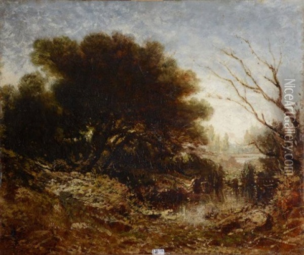 Paysage A L'etang Oil Painting - Agustin Riancho Y Mora