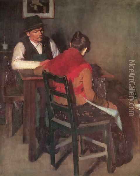 A Lad and a Lass 1904 Oil Painting - De Lorme and Ludolf De Jongh Anthonie