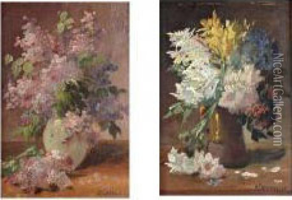 Bouquet De Lilas Oil Painting - Edmond Van Coppenolle