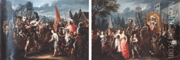 David Et Goliath Oil Painting - Johann Georg Platzer