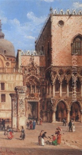 Velence - Szent Mark Ter (venice - St. Mark's Square) Oil Painting - Giovanni Grubas
