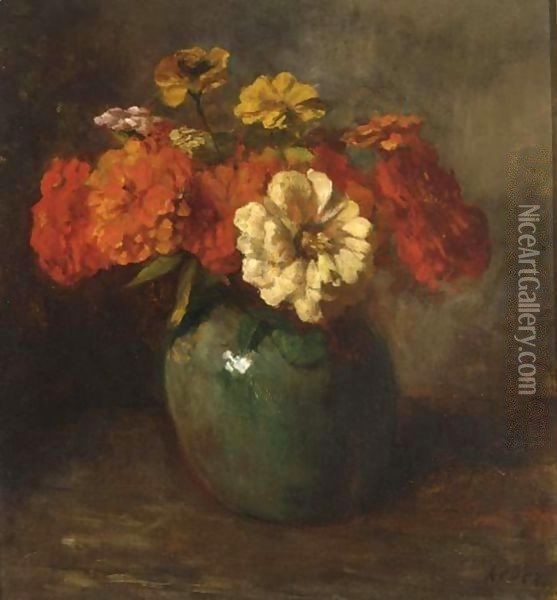 A Flower Still Life Oil Painting - Jacob Simon Hendrik Kever