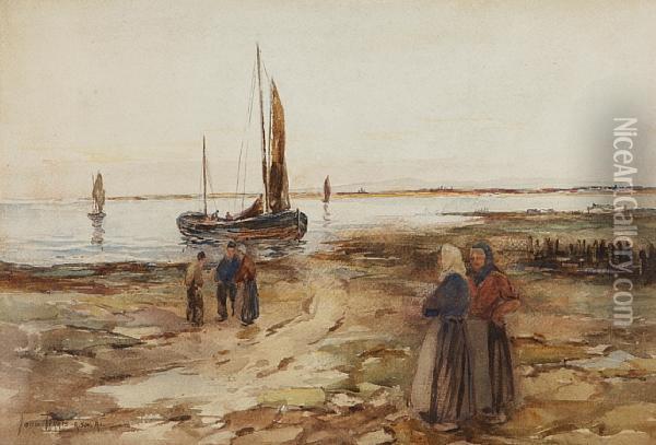 Fisher Folk On The Beach Oil Painting - John Terris