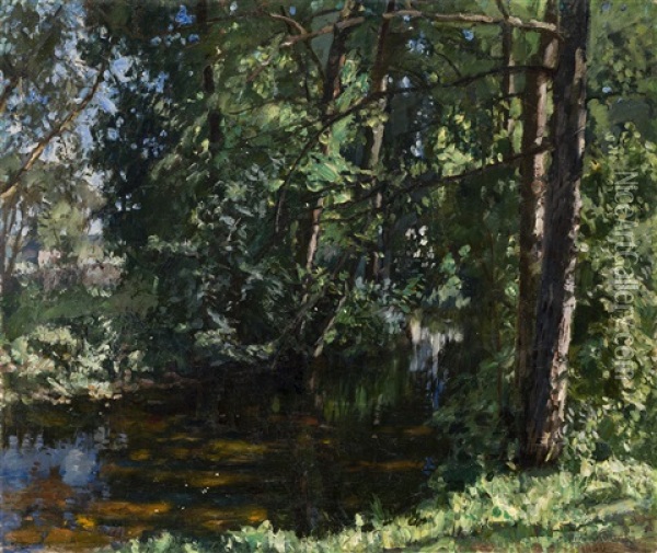 Forest River Oil Painting - Stanislav Yulianovich Zhukovsky
