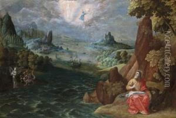 St. John The Evangelist On Patmos Oil Painting - Tobias van Haecht (see Verhaecht)