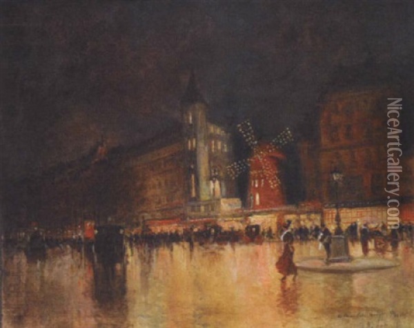 Le Moulin Rouge Oil Painting - Georges Jules Ernest Binet