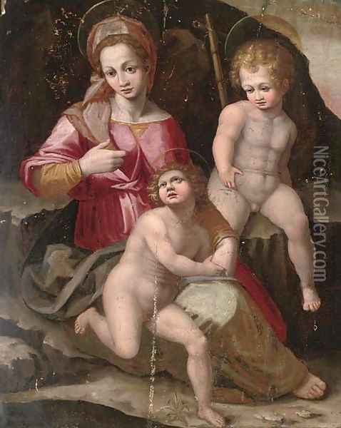 The Madonna and Child with the Infant Saint John the Baptist Oil Painting - Andrea Del Sarto