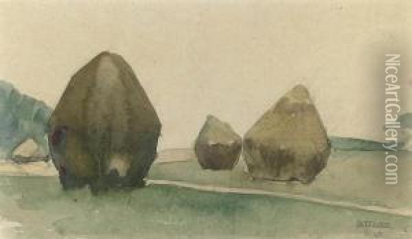 Haystacks Oil Painting - Jean Hippolyte Marchand