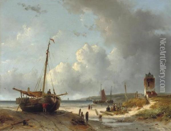 On The Beach Oil Painting - Josephus Gerardus Hans