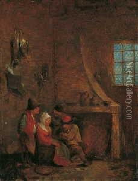Bauernfamilie Am Kamin Ihrer Stube. Oil Painting - Pieter Cornelisz van Egmont