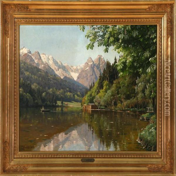 Mountain Scene From Switzerland Oil Painting - Peder Mork Monsted