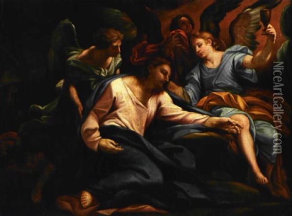 Jesus Omgivet Af Engle Oil Painting - Hendrik Krock