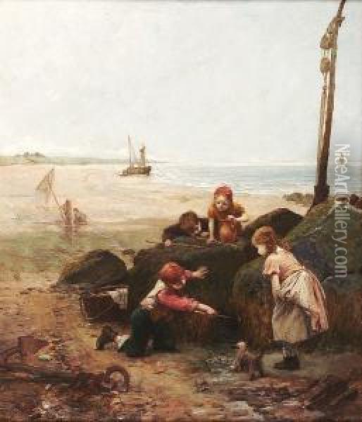 Seaside Sport Oil Painting - John P. Burr
