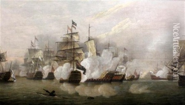 The Battle Of Cape St. Vincent, 14 Feb 1797 Oil Painting - Thomas Luny